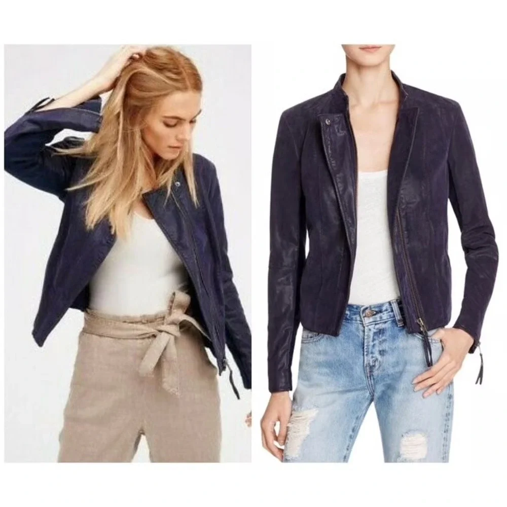Free People boho Distressed Moto Jacket Faux Leather Zippers indie 2016 grunge